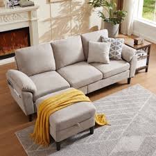 Small L Shaped 3 Seat Couch with Reversible Storage Chaise